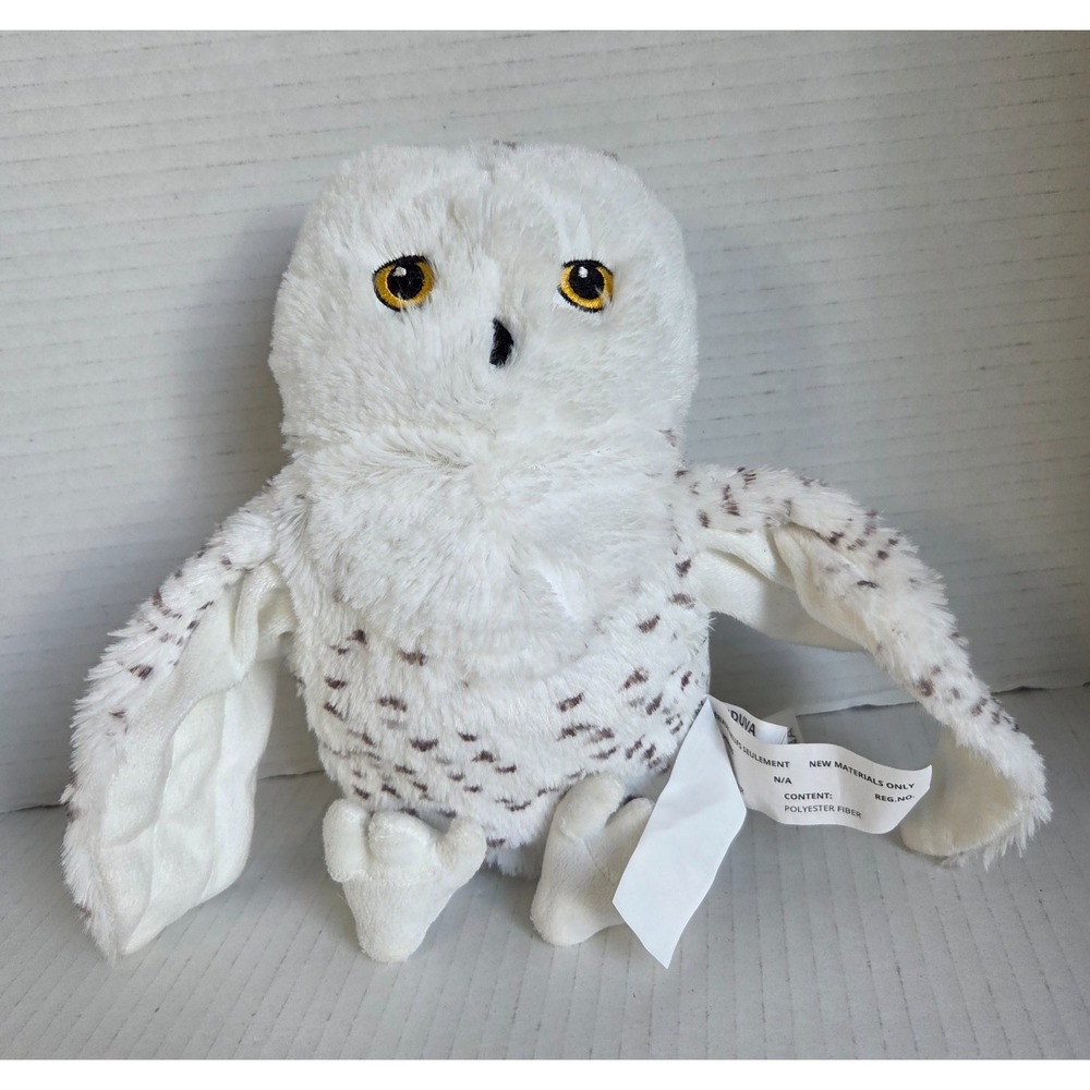 Ikea Skogsduva Snowy Owl Hand Puppet Plush Stuffed Animal White Spotted 9"‎